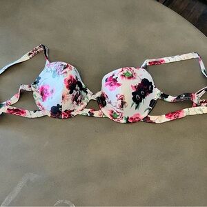 ASOS Floral Print Bikini Top - Pink and Black